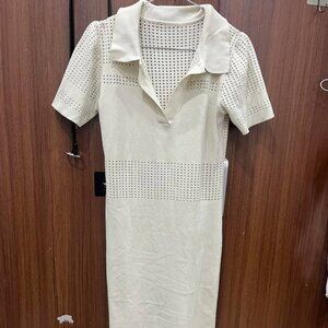 White Knit Midi Dress